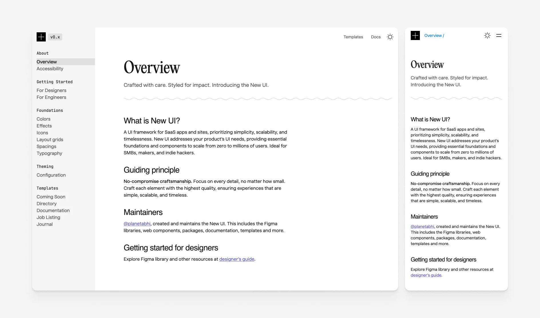 Docs template preview - minimalist documentation template for technical teams