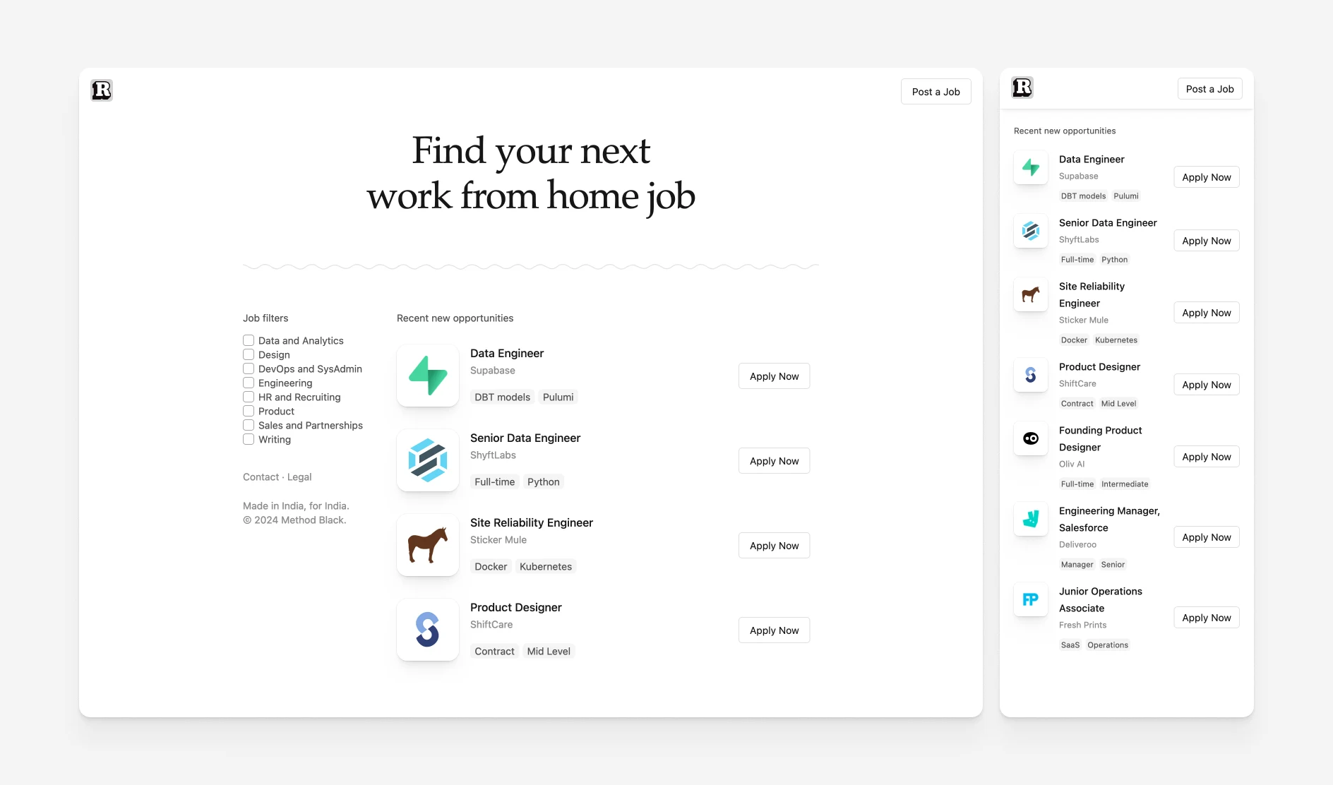 Job Listing template preview - job board site design